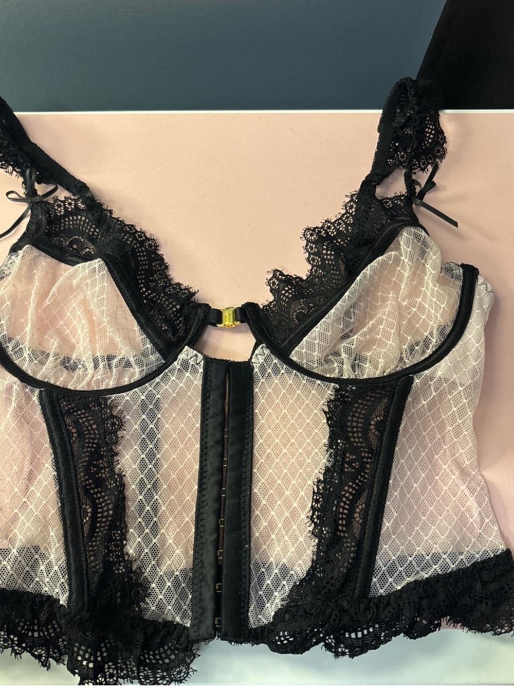 Sheer Black Lace Bustier Corset Top - Women Intimates